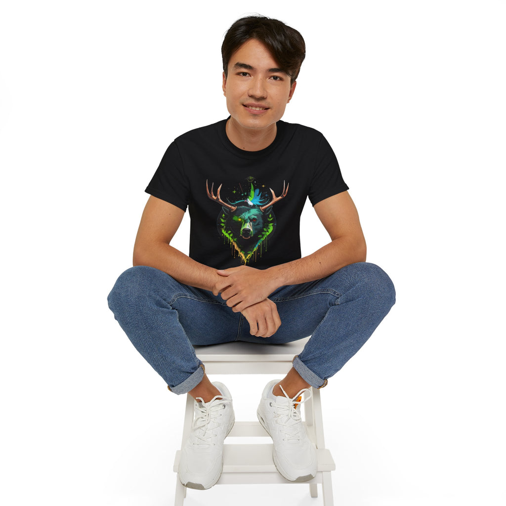 Bear with Antlers Graphic T-Shirt | Gildan 2000 Ultra Cotton Unisex TeeSimple