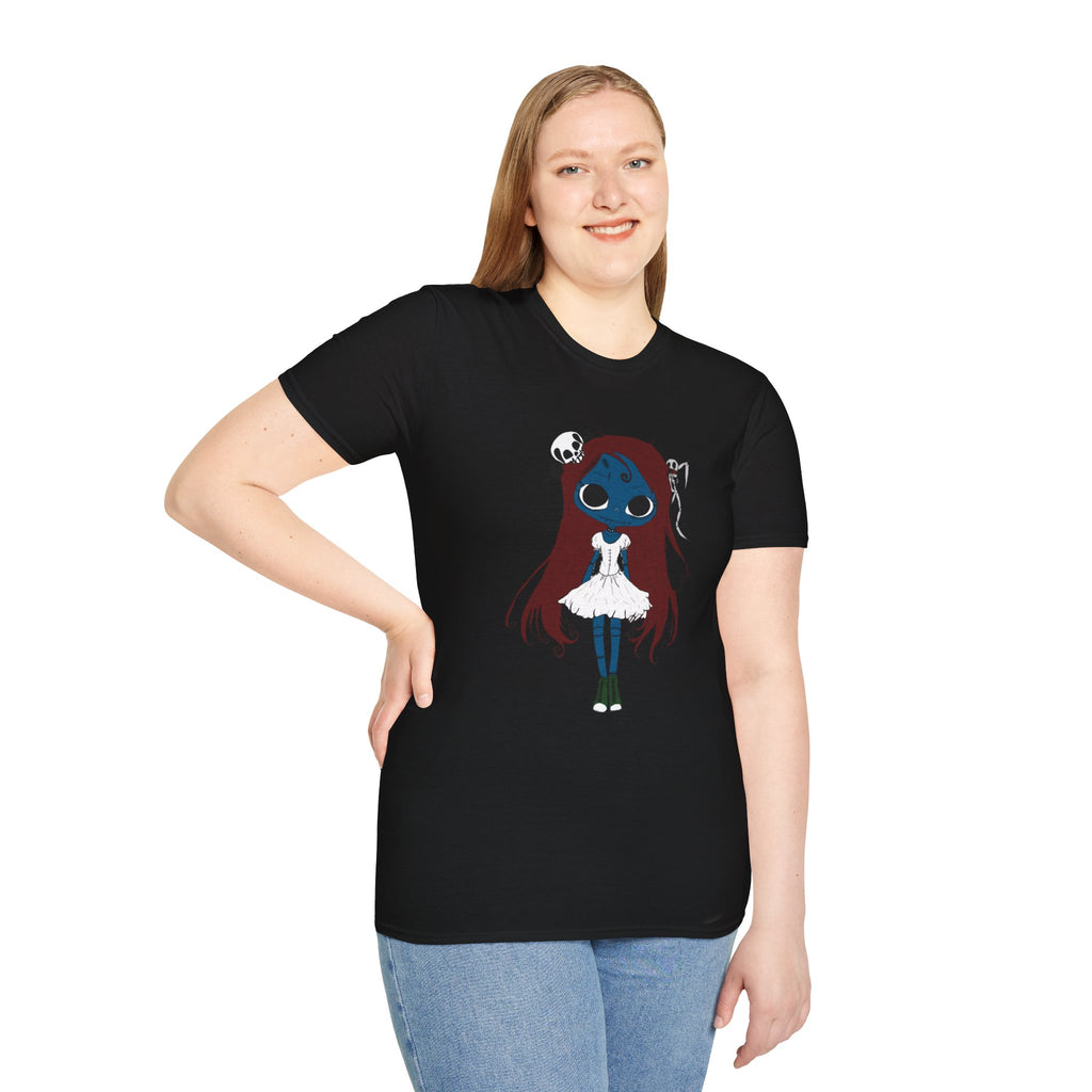 Gothic Blue Doll T-Shirt — Cute Creepy Girl Graphic Tee