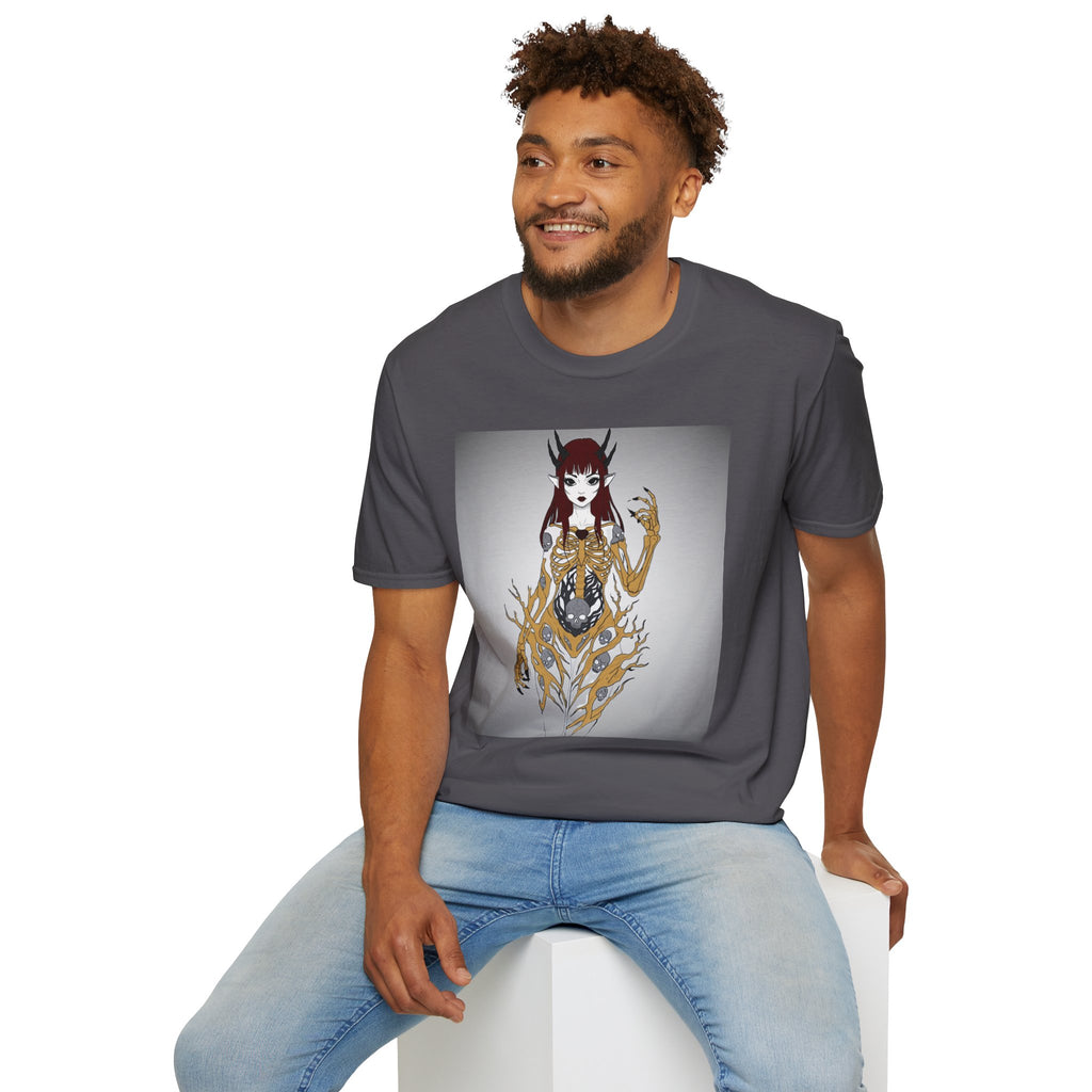 Demonic Floral Skeleton Gothic Anime Girl T-Shirt
