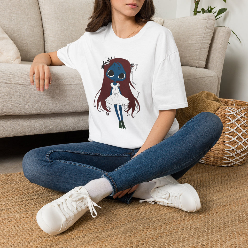 Gothic Blue Doll T-Shirt — Cute Creepy Girl Graphic Tee