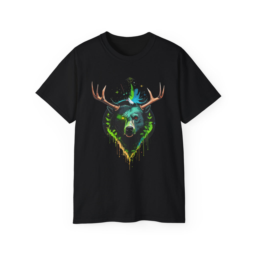 Bear with Antlers Graphic T-Shirt | Gildan 2000 Ultra Cotton Unisex TeeSimple