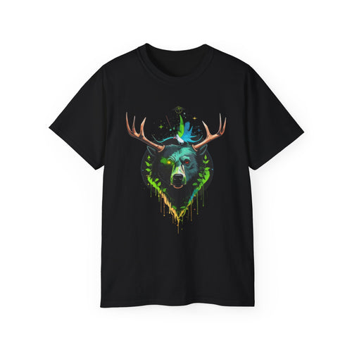 Bear with Antlers Graphic T-Shirt | Gildan 2000 Ultra Cotton Unisex TeeSimple