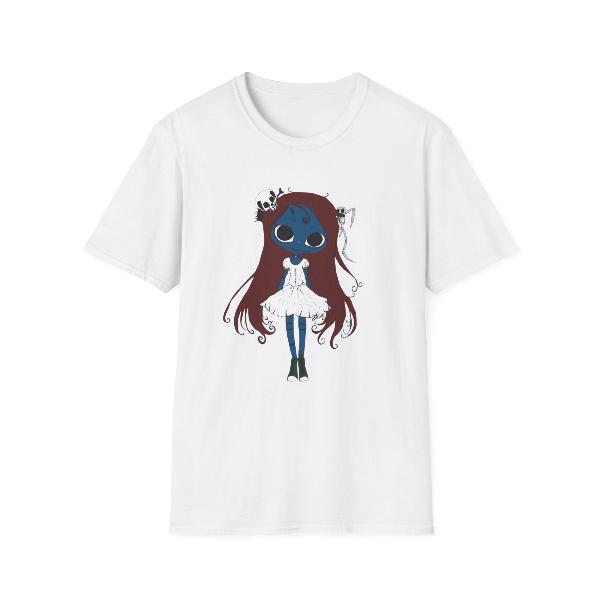 Gothic Blue Doll T-Shirt — Cute Creepy Girl Graphic Tee