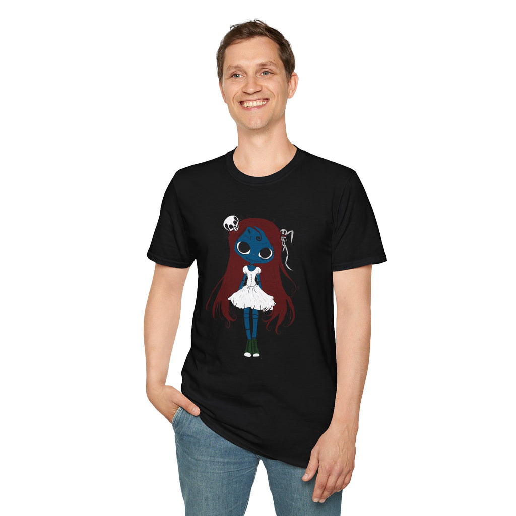 Gothic Blue Doll T-Shirt — Cute Creepy Girl Graphic Tee