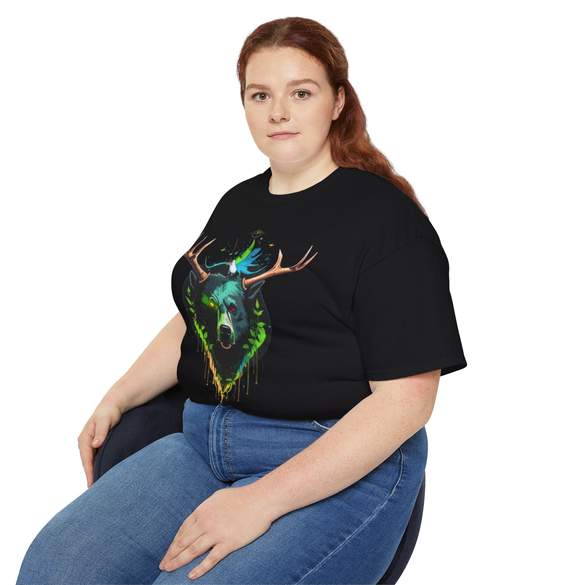 Bear with Antlers Graphic T-Shirt | Gildan 2000 Ultra Cotton Unisex TeeSimple