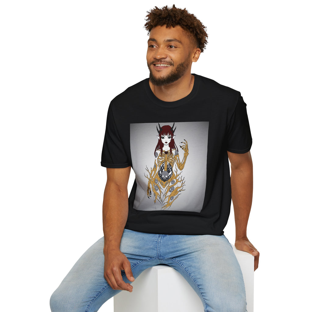 Demonic Floral Skeleton Gothic Anime Girl T-Shirt