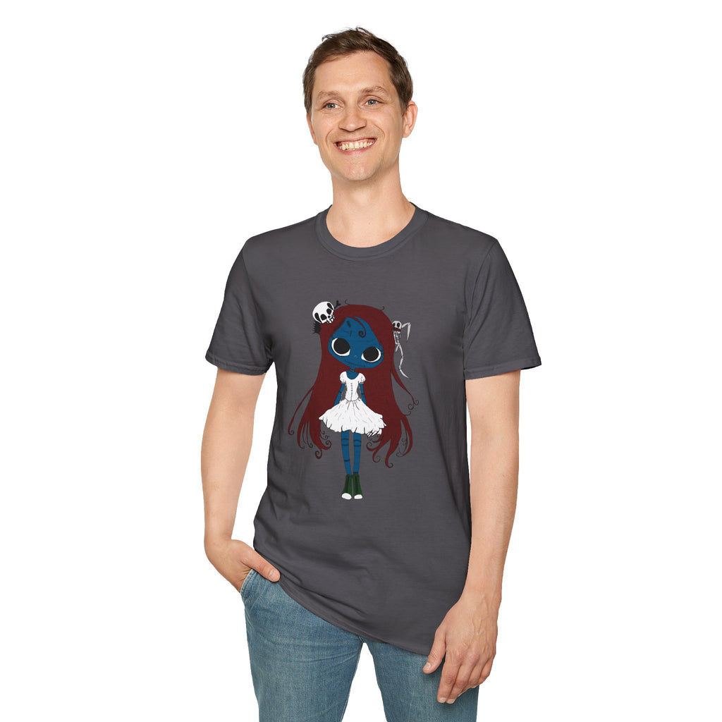Gothic Blue Doll T-Shirt — Cute Creepy Girl Graphic Tee