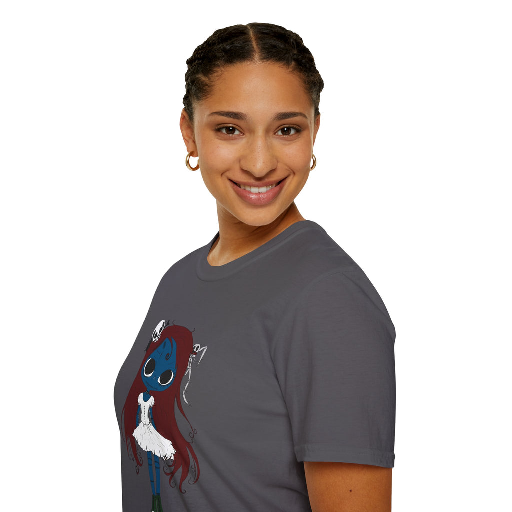 Gothic Blue Doll T-Shirt — Cute Creepy Girl Graphic Tee