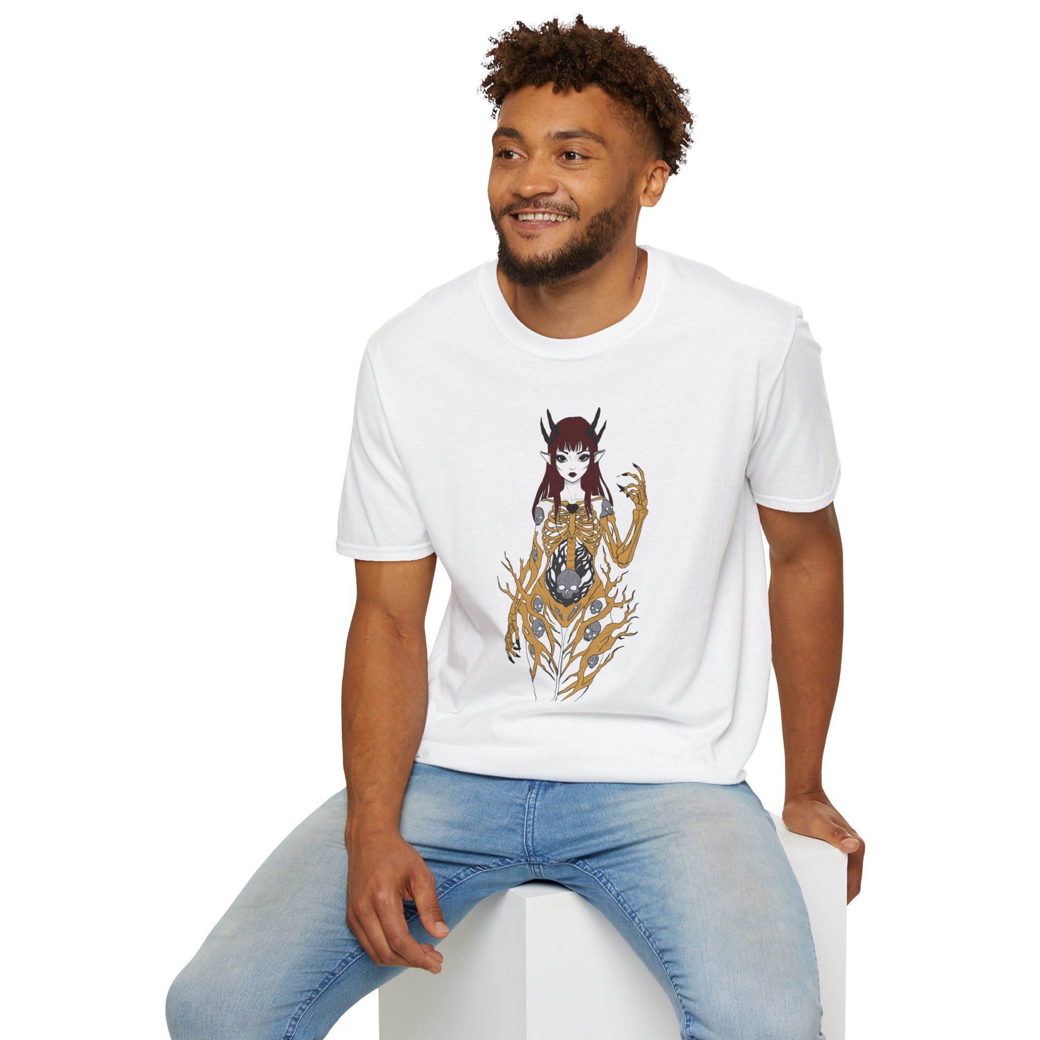 Demonic Floral Skeleton Gothic Anime Girl T-Shirt