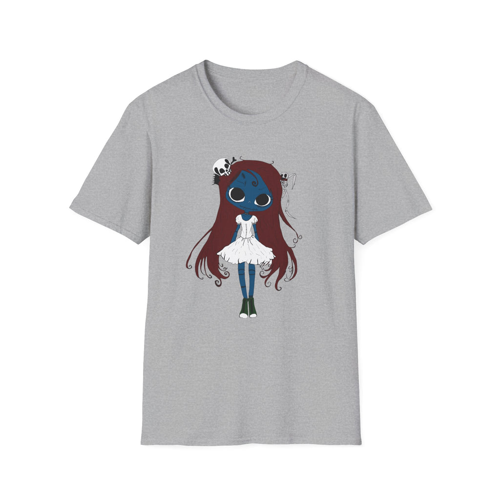 Gothic Blue Doll T-Shirt — Cute Creepy Girl Graphic Tee