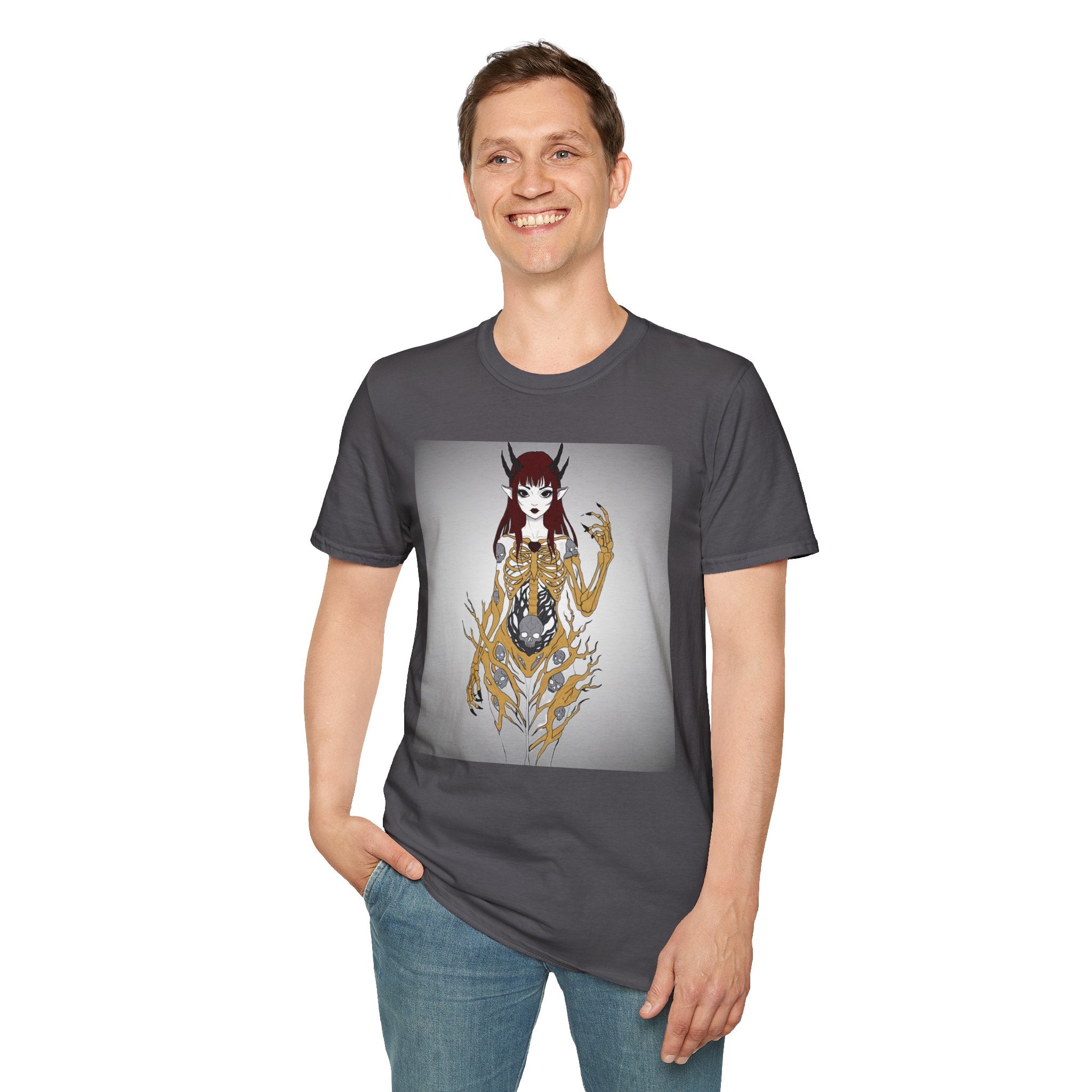 Demonic Floral Skeleton Gothic Anime Girl T-Shirt