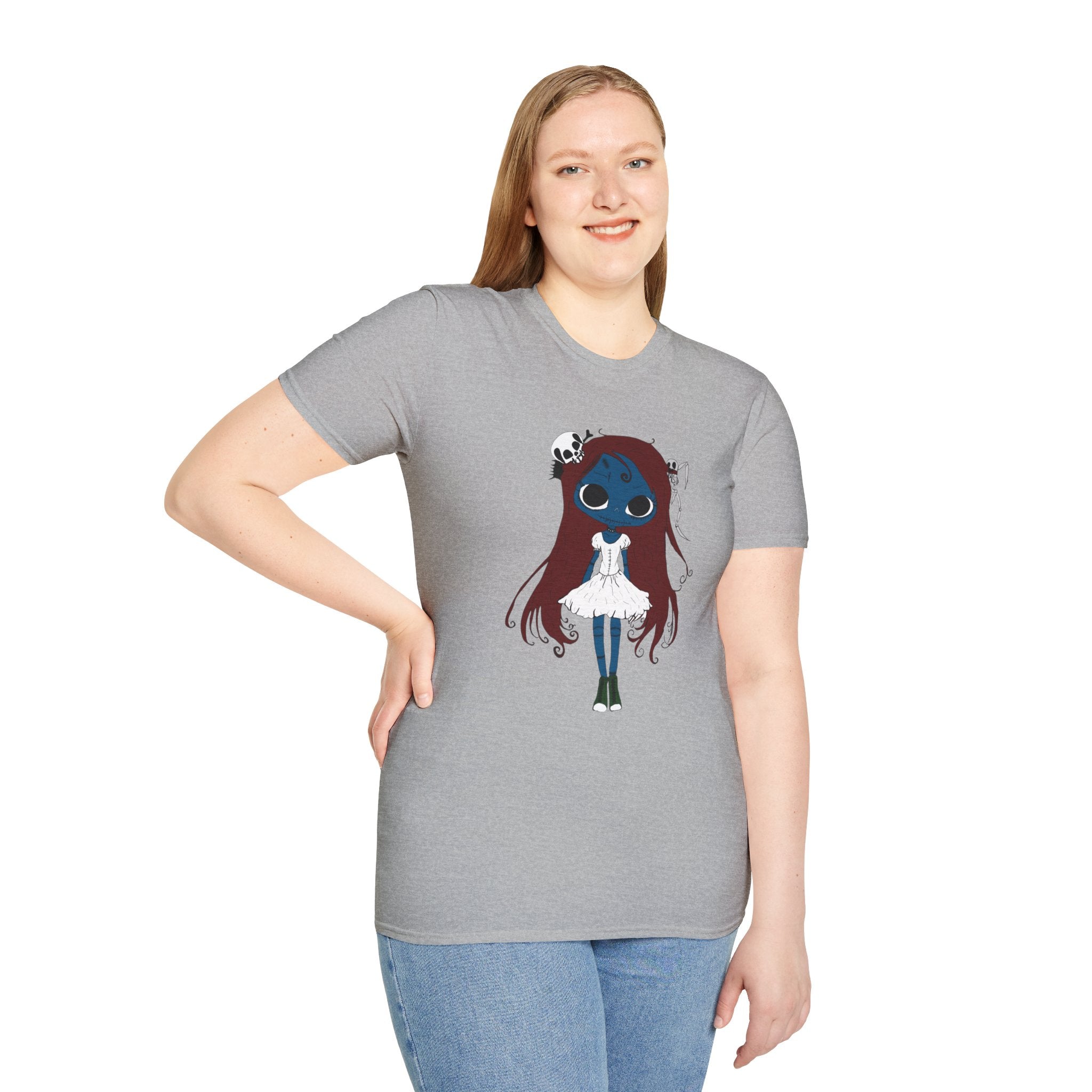Gothic Blue Doll T-Shirt — Cute Creepy Girl Graphic Tee