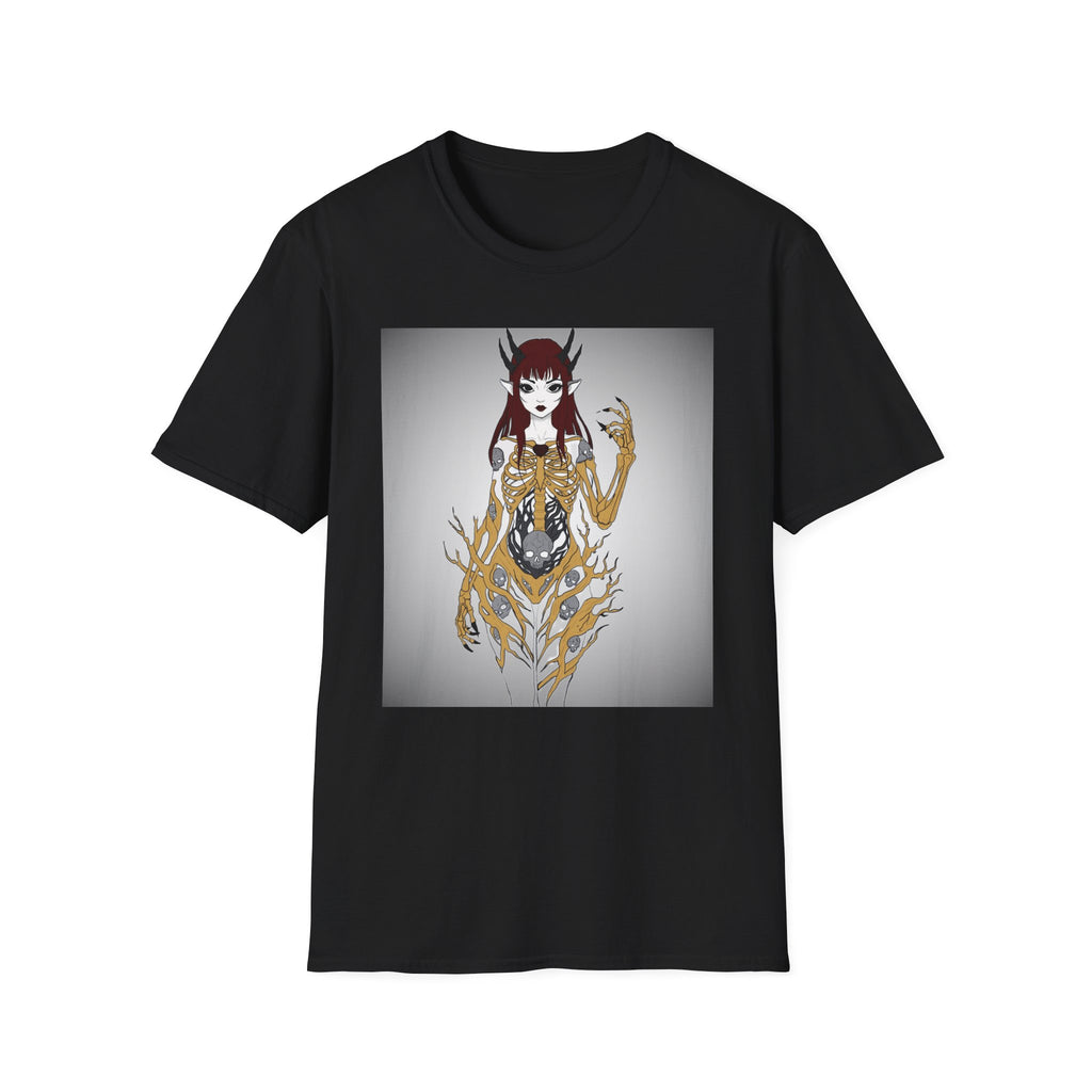 Demonic Floral Skeleton Gothic Anime Girl T-Shirt