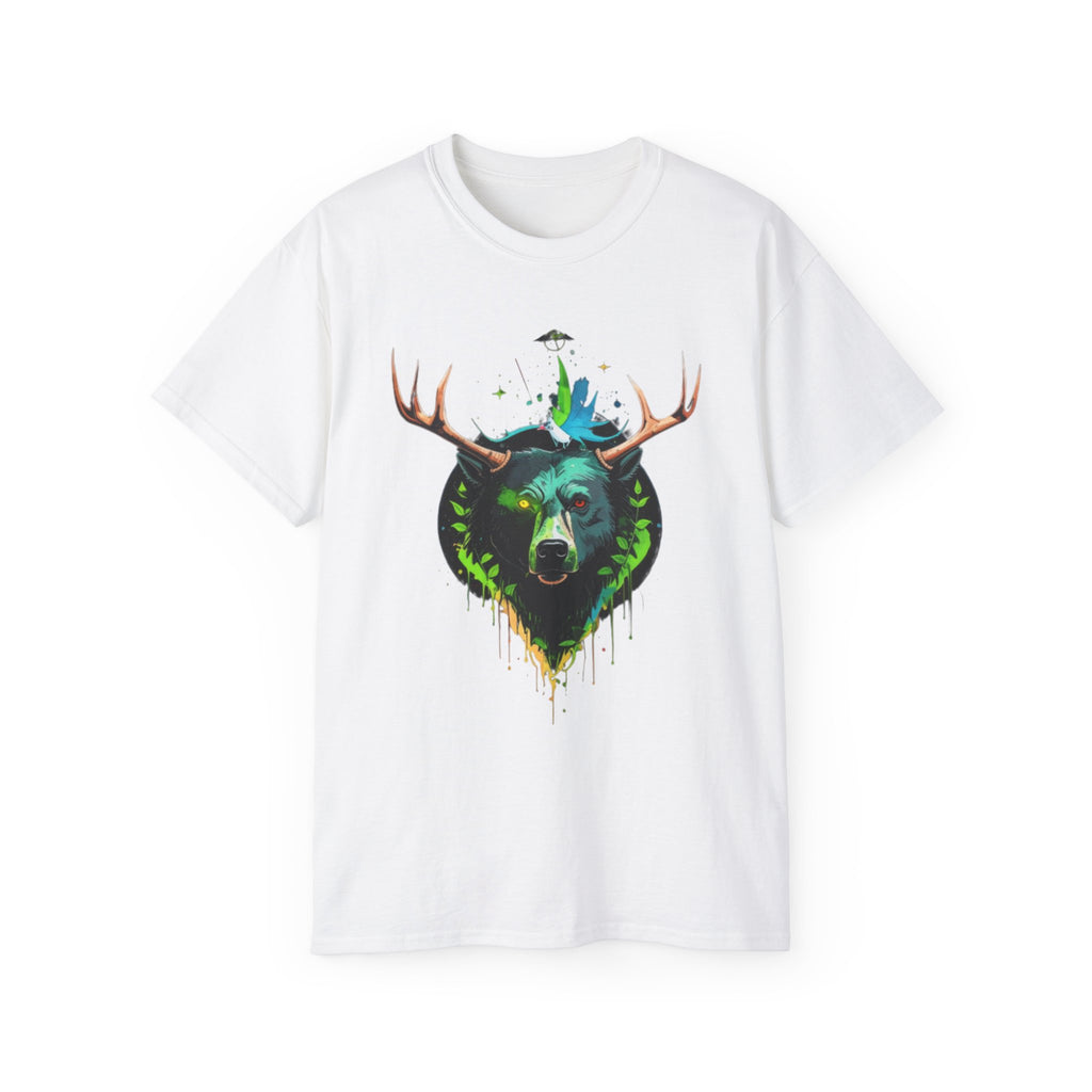 Bear with Antlers Graphic T-Shirt | Gildan 2000 Ultra Cotton Unisex TeeSimple