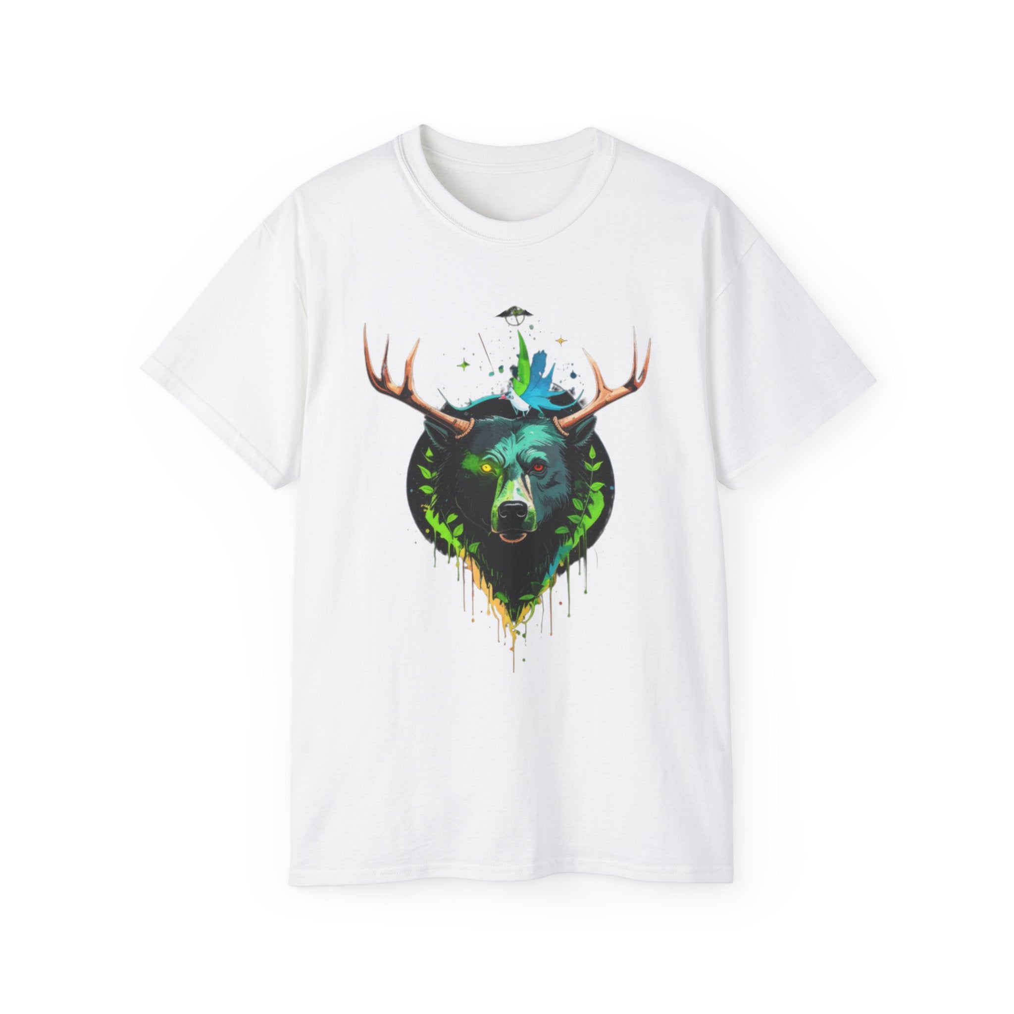 Bear with Antlers Graphic T-Shirt | Gildan 2000 Ultra Cotton Unisex TeeSimple